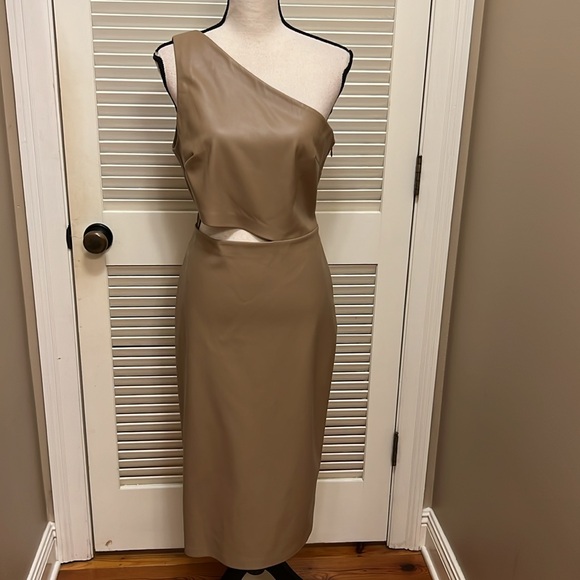 L'AGENCE Aliyah Cutout  MIDI Dress in Dark Chanterelle, Size 8, NWT - Picture 4 of 17